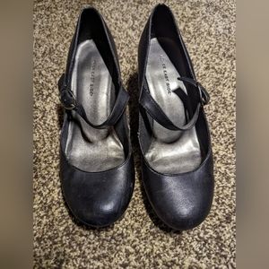 Lower East Side Shoes Solid Black Ballroom shoes 3 inch heel buckle side 8